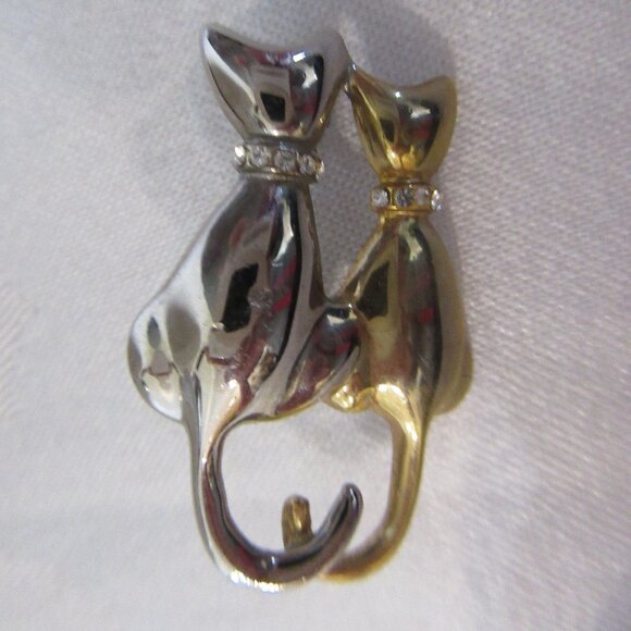 Two Cats Liz Claiborne Vintage Brooch Pin - Picture 4 of 10